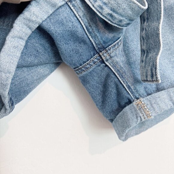 Kancan Tie Waist Cuffed Jean Shorts in Blue Casual Summer Rigid Plus Size 32 - Picture 8 of 11